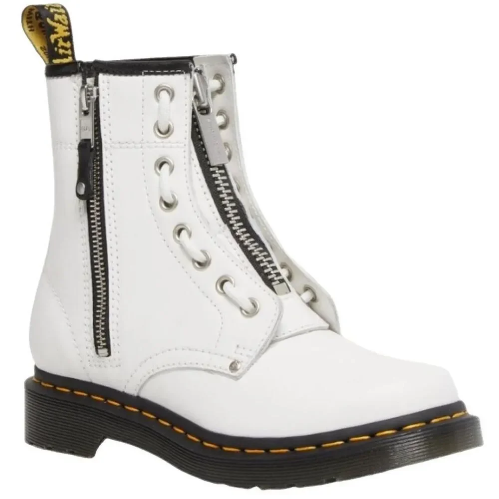 Dr-martens Women's White and Black Boots